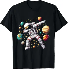 Astronaut Dabbing in Space Cosmic Galaxy Adventure Tee T-Shirt