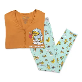 Bellabu Bear Women's 2 piece Short Sleeve PJ Set - Garfield Lazy Mondays