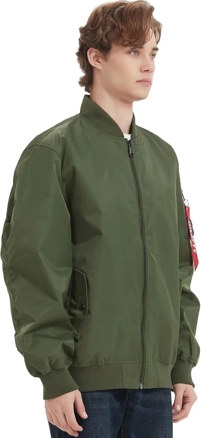 Bomber Jacket Men Casual Lightweight Jacket Fashion Zip Up Windbreaker Techwear Streetwear Multi-Pocket Coat