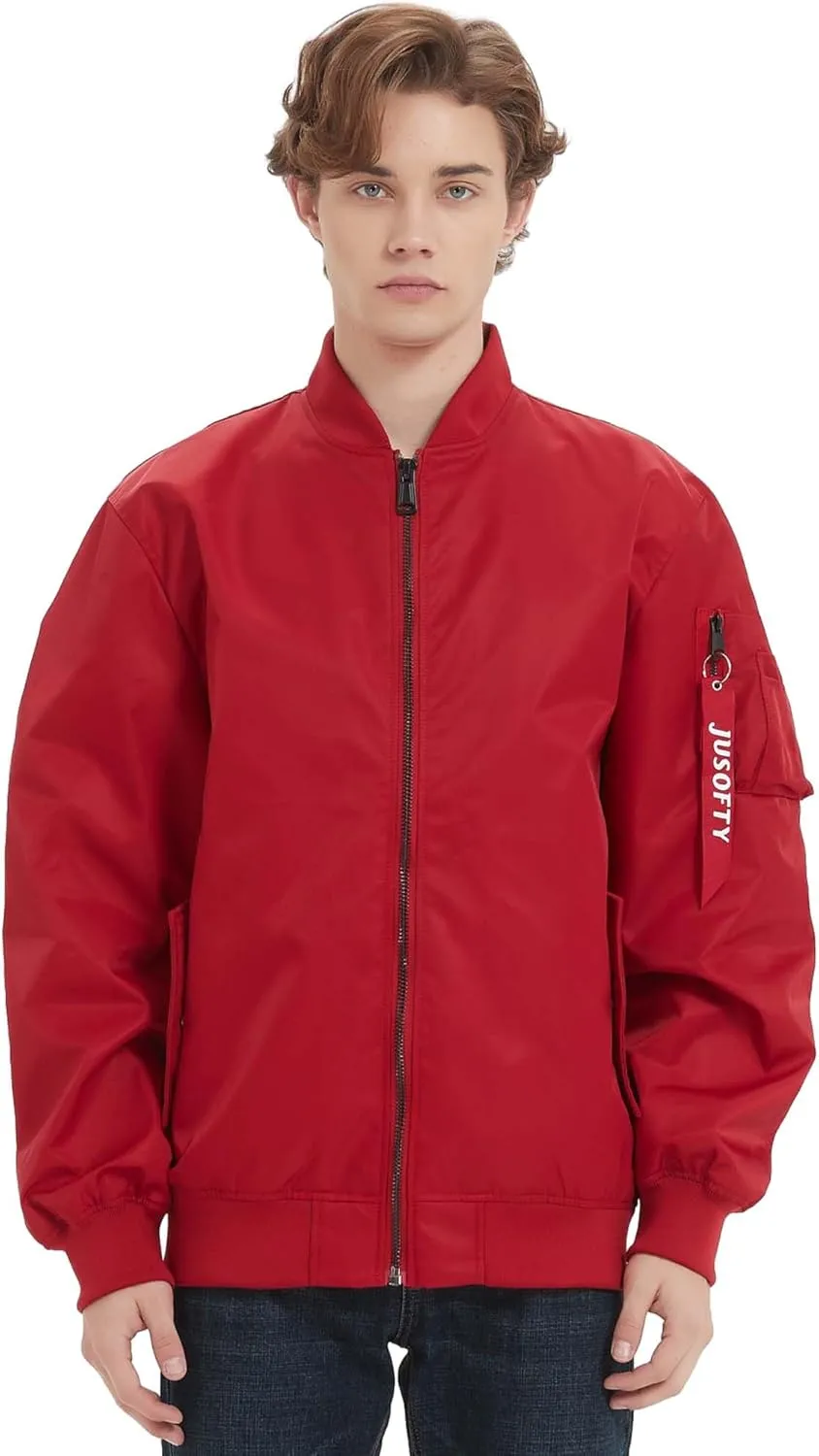 Bomber Jacket Men Casual Lightweight Jacket Fashion Zip Up Windbreaker Techwear Streetwear Multi-Pocket Coat