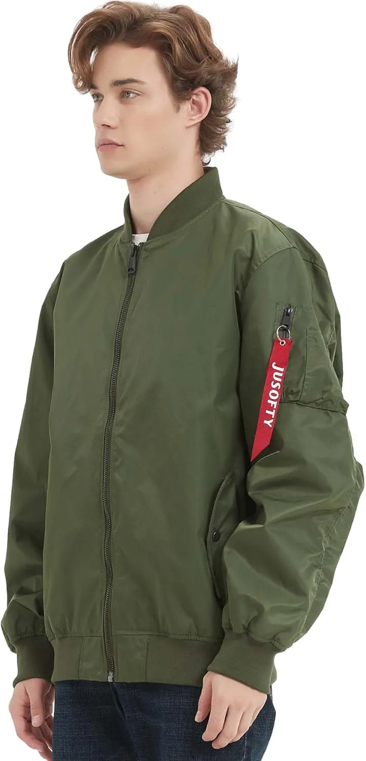 Bomber Jacket Men Casual Lightweight Jacket Fashion Zip Up Windbreaker Techwear Streetwear Multi-Pocket Coat