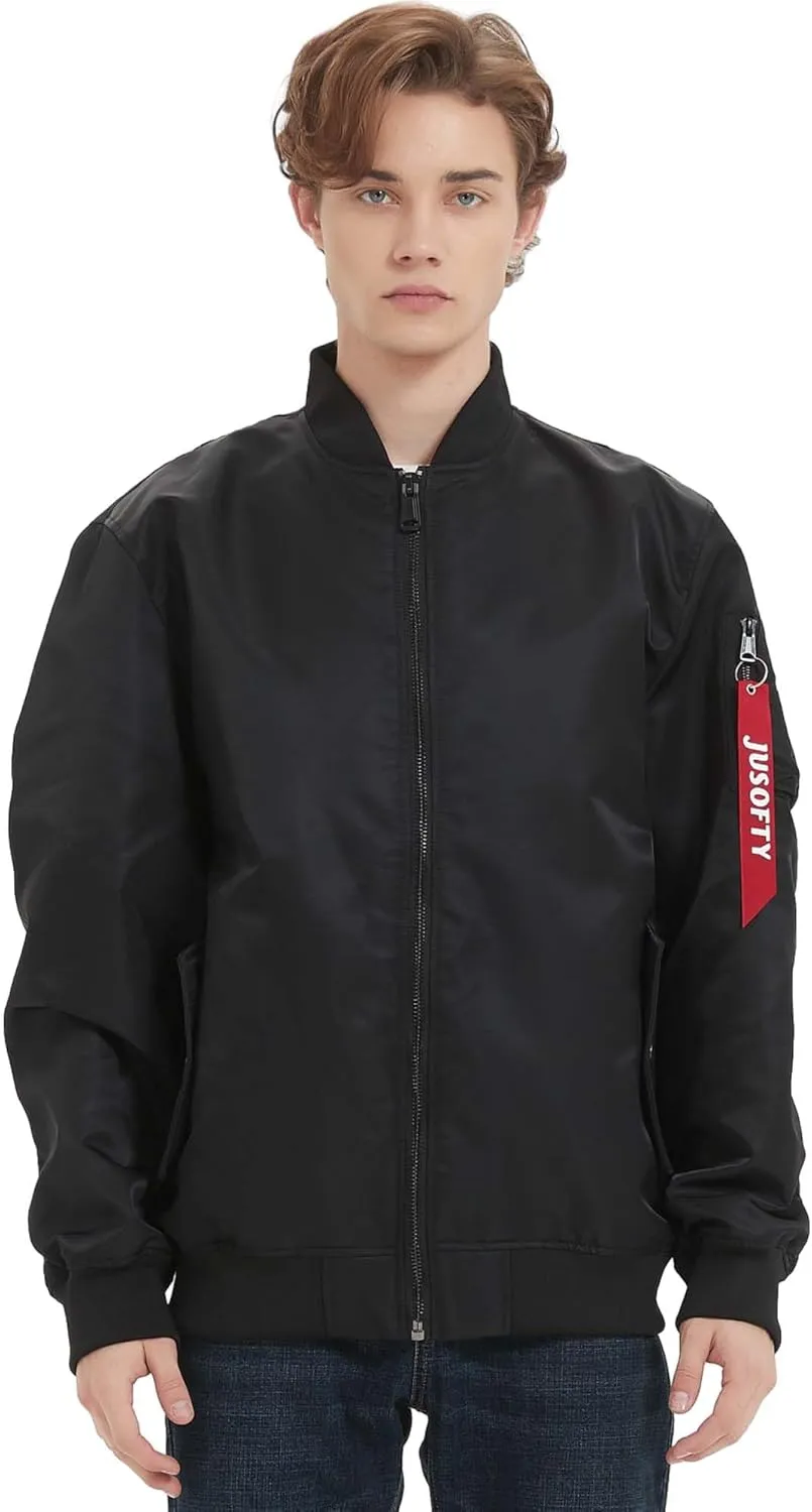 Bomber Jacket Men Casual Lightweight Jacket Fashion Zip Up Windbreaker Techwear Streetwear Multi-Pocket Coat