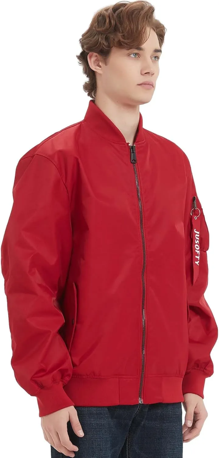 Bomber Jacket Men Casual Lightweight Jacket Fashion Zip Up Windbreaker Techwear Streetwear Multi-Pocket Coat