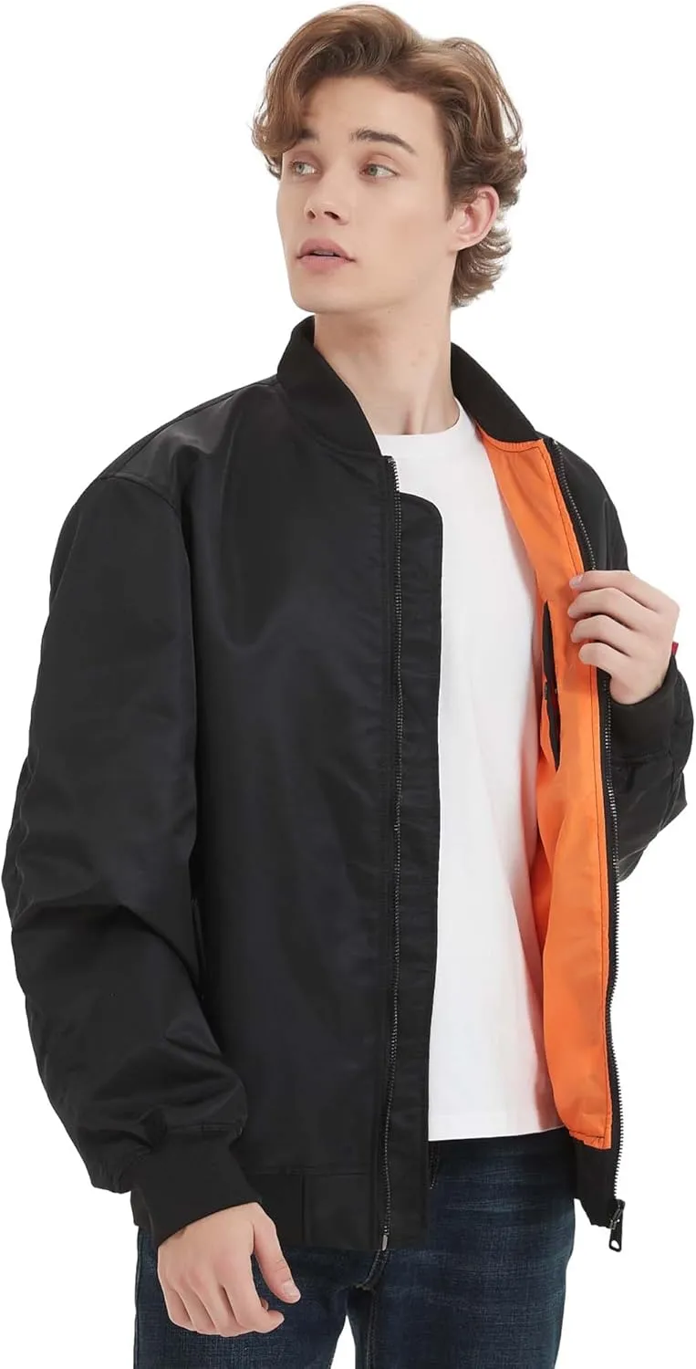 Bomber Jacket Men Casual Lightweight Jacket Fashion Zip Up Windbreaker Techwear Streetwear Multi-Pocket Coat
