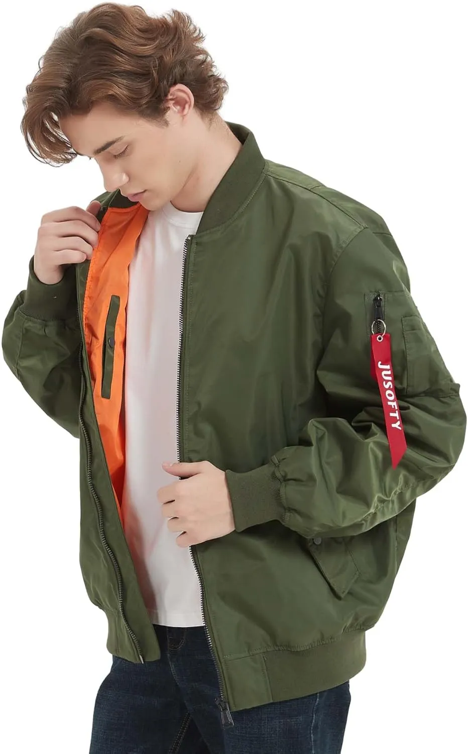 Bomber Jacket Men Casual Lightweight Jacket Fashion Zip Up Windbreaker Techwear Streetwear Multi-Pocket Coat