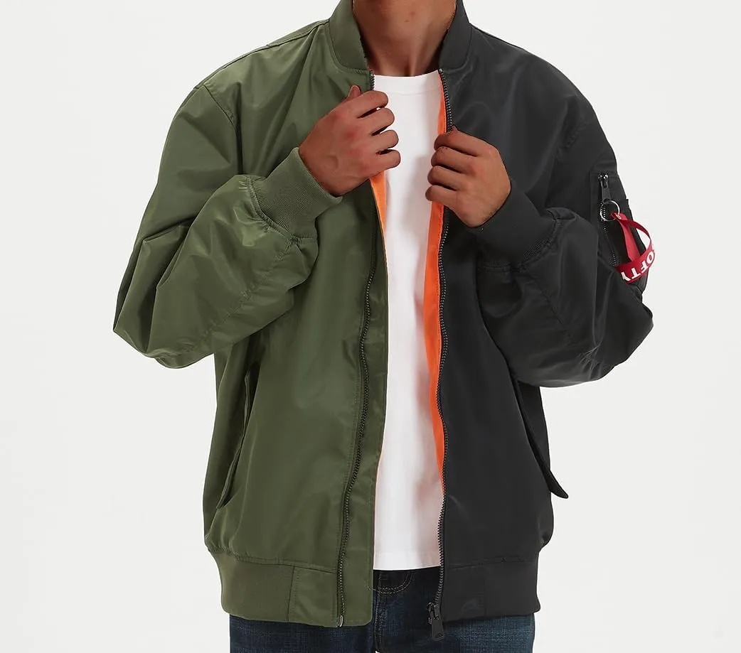 Bomber Jacket Men Casual Lightweight Jacket Fashion Zip Up Windbreaker Techwear Streetwear Multi-Pocket Coat