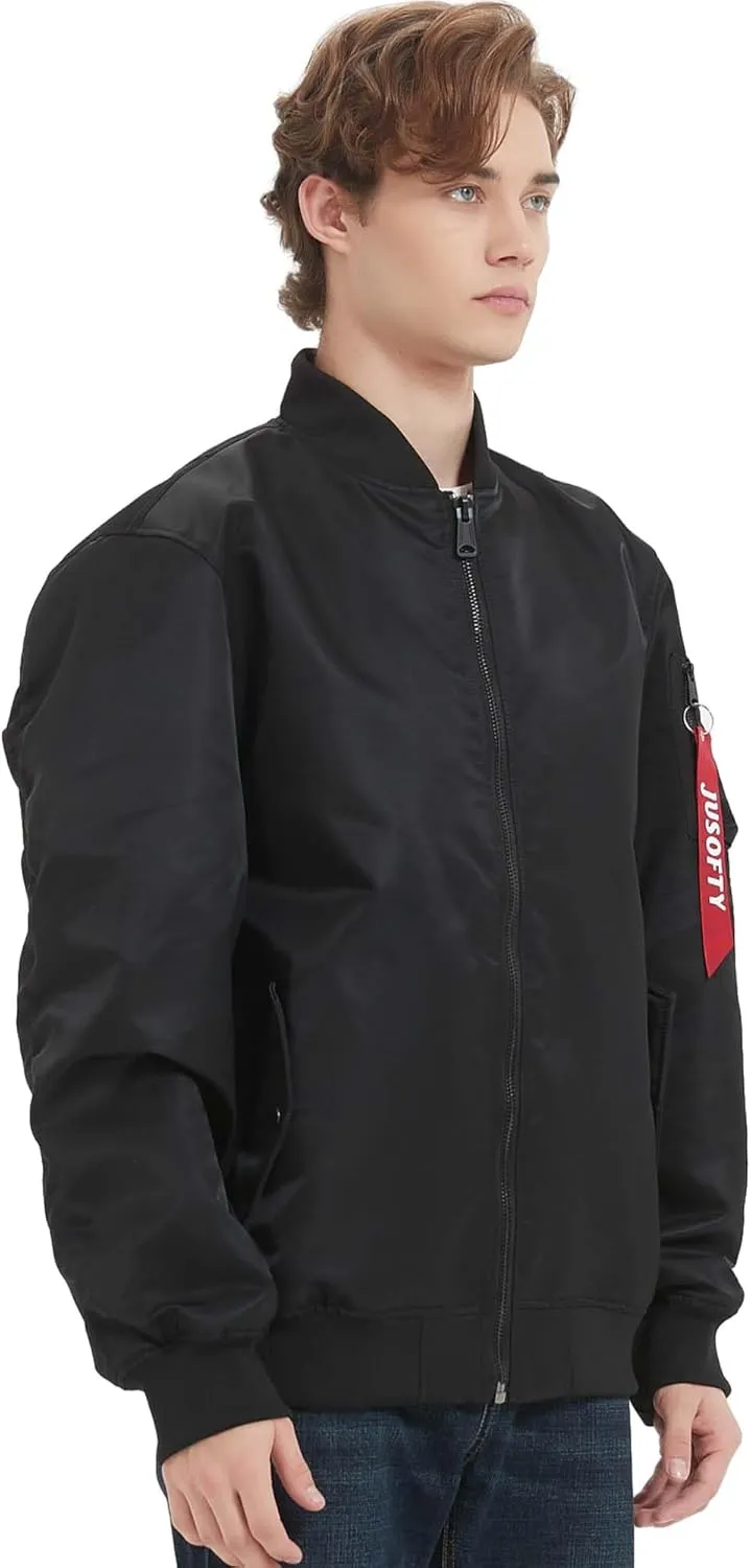 Bomber Jacket Men Casual Lightweight Jacket Fashion Zip Up Windbreaker Techwear Streetwear Multi-Pocket Coat