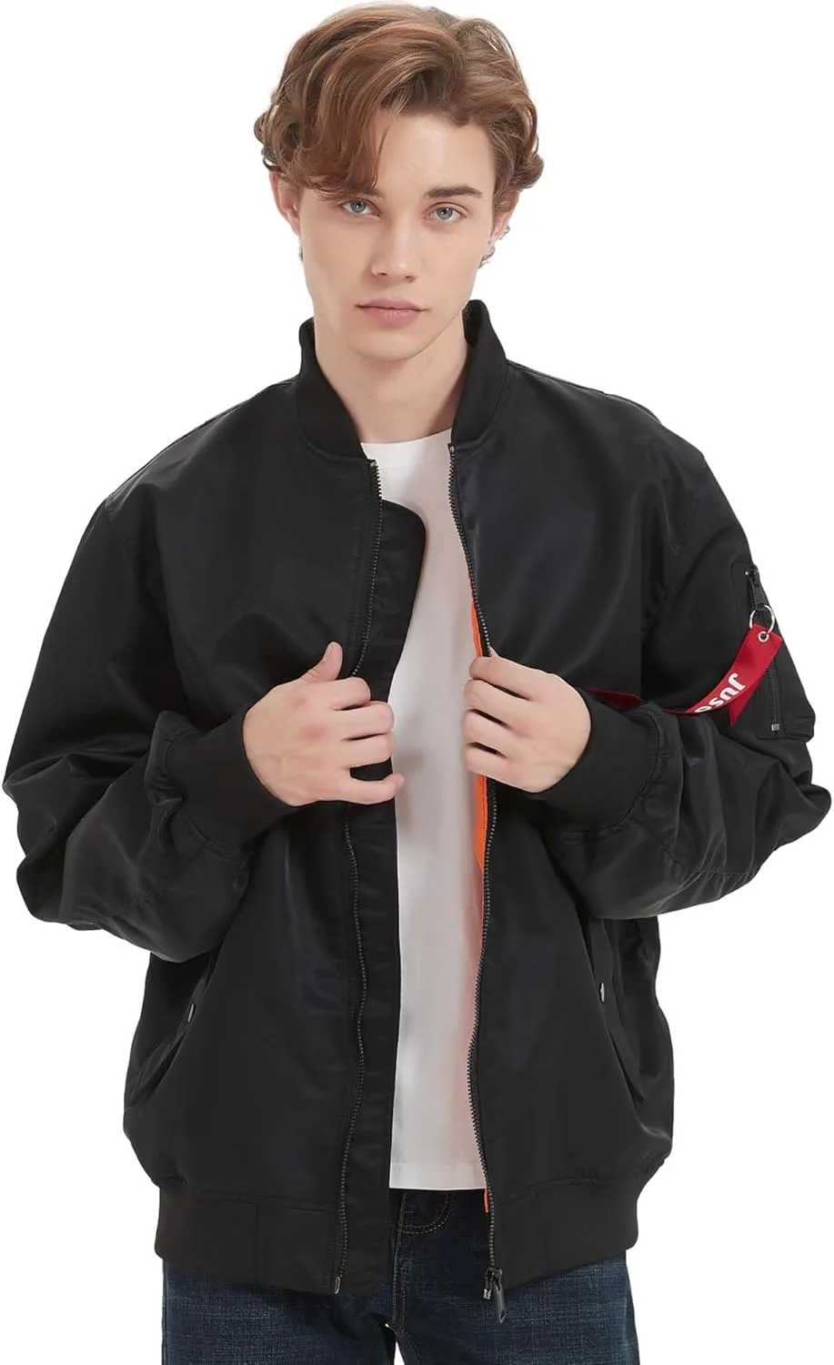 Bomber Jacket Men Casual Lightweight Jacket Fashion Zip Up Windbreaker Techwear Streetwear Multi-Pocket Coat