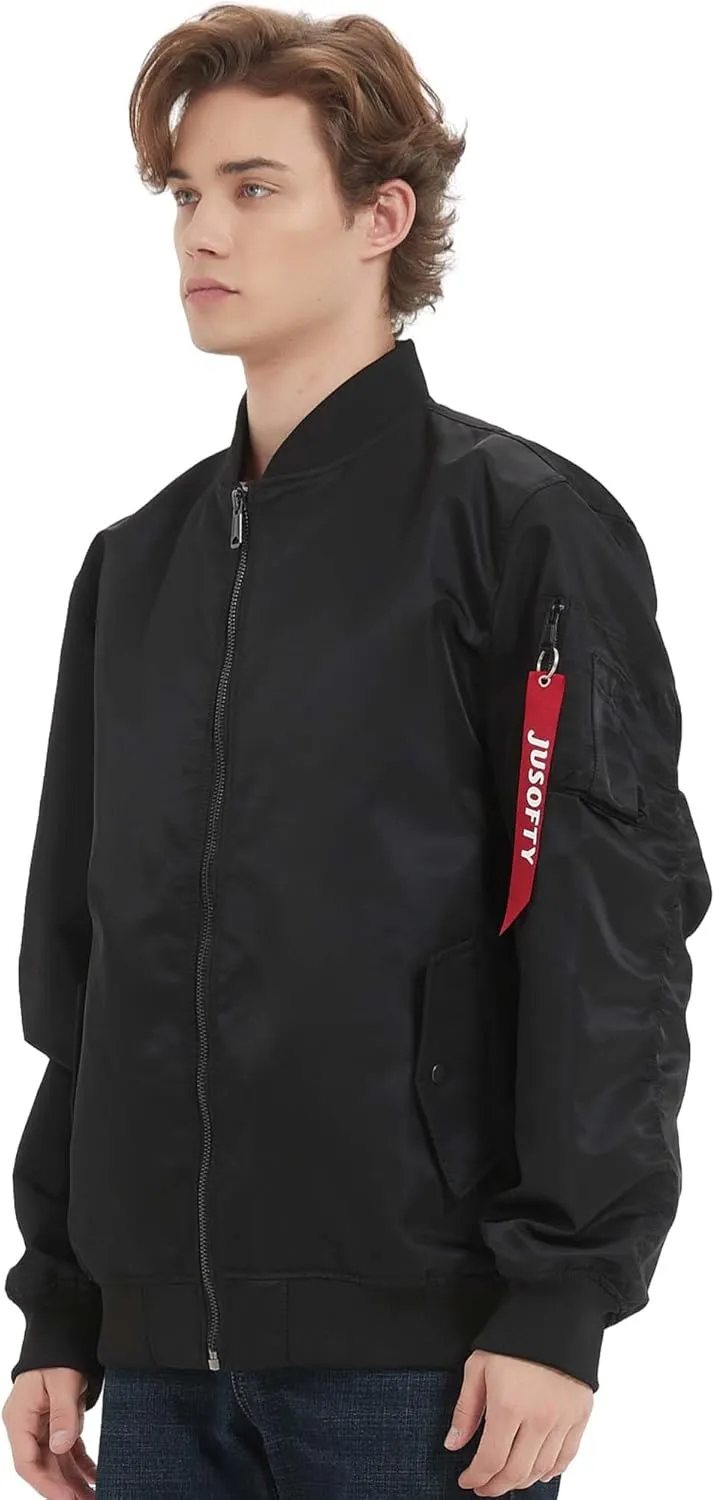 Bomber Jacket Men Casual Lightweight Jacket Fashion Zip Up Windbreaker Techwear Streetwear Multi-Pocket Coat