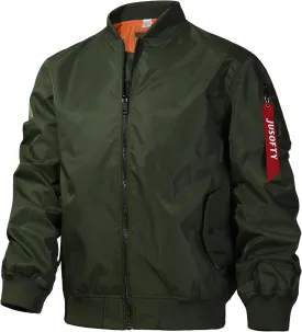 Bomber Jacket Men Casual Lightweight Jacket Fashion Zip Up Windbreaker Techwear Streetwear Multi-Pocket Coat