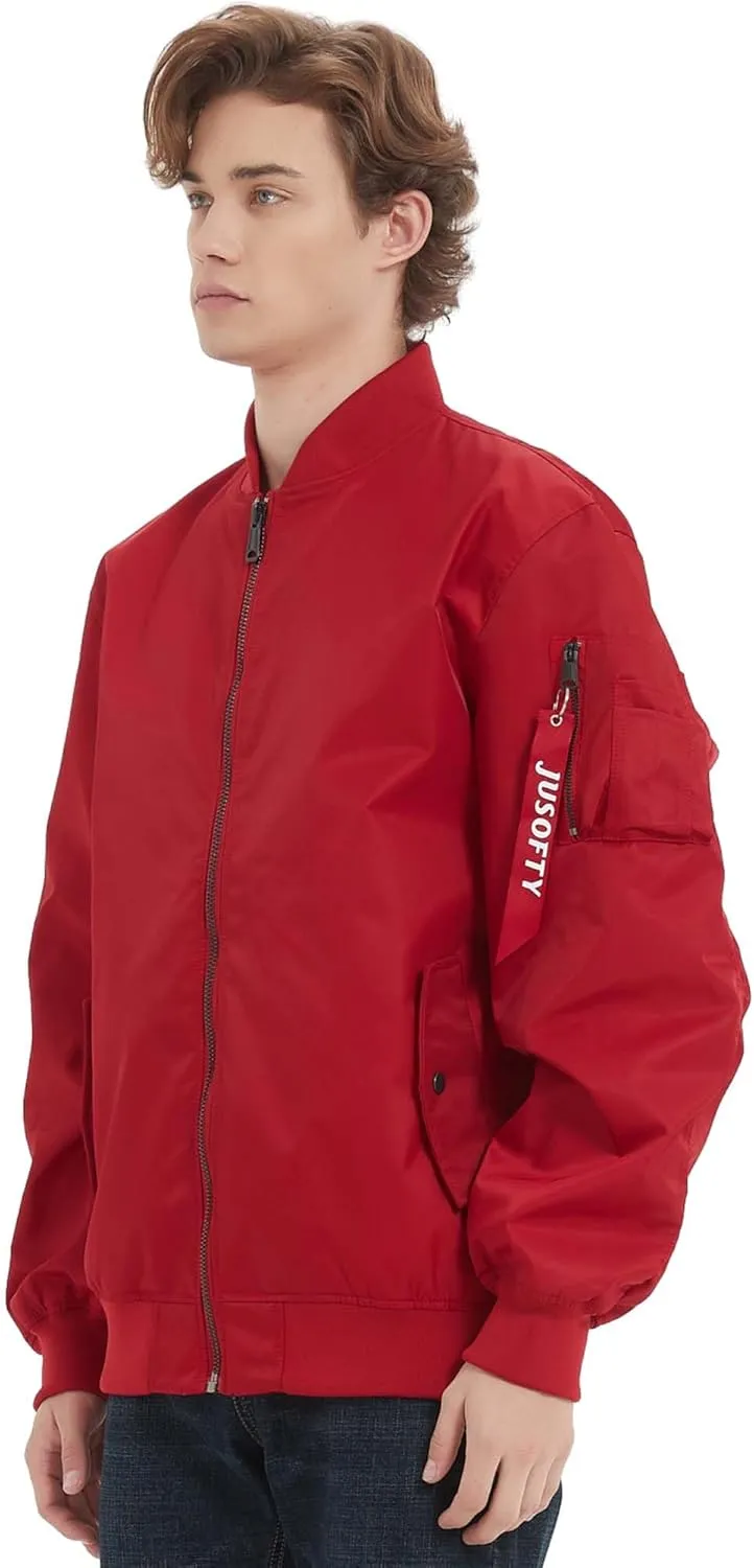 Bomber Jacket Men Casual Lightweight Jacket Fashion Zip Up Windbreaker Techwear Streetwear Multi-Pocket Coat