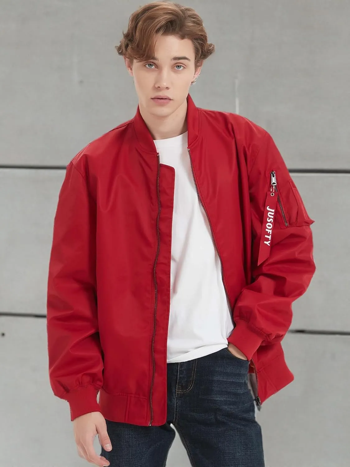 Bomber Jacket Men Casual Lightweight Jacket Fashion Zip Up Windbreaker Techwear Streetwear Multi-Pocket Coat