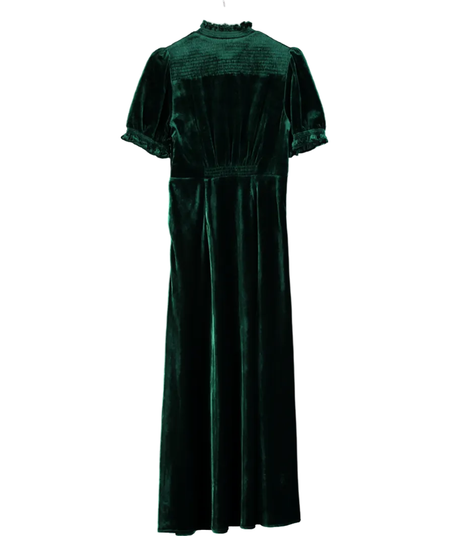 Cefinn Irina Bias Cut Velvet Maxi Dress - Green UK 8