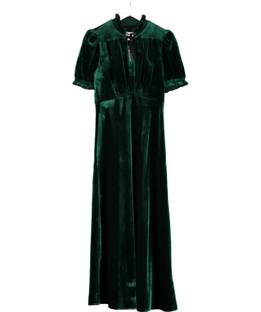 Cefinn Irina Bias Cut Velvet Maxi Dress - Green UK 8