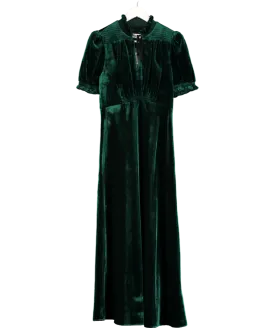 Cefinn Irina Bias Cut Velvet Maxi Dress - Green UK 8