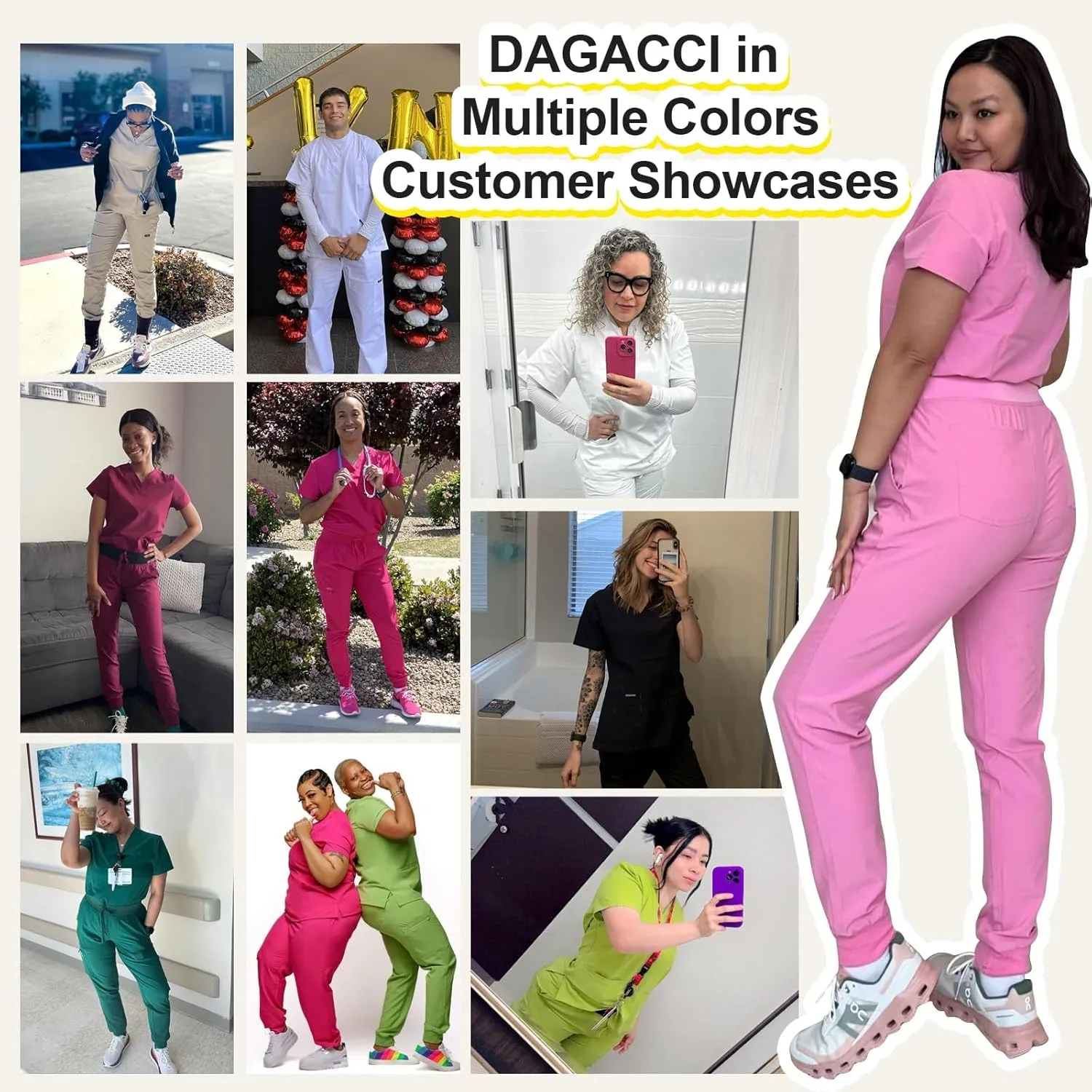 Dagacci Scrubs Medical Uniform Women and Man Scrubs Set Medical Scrubs Top and Pants
