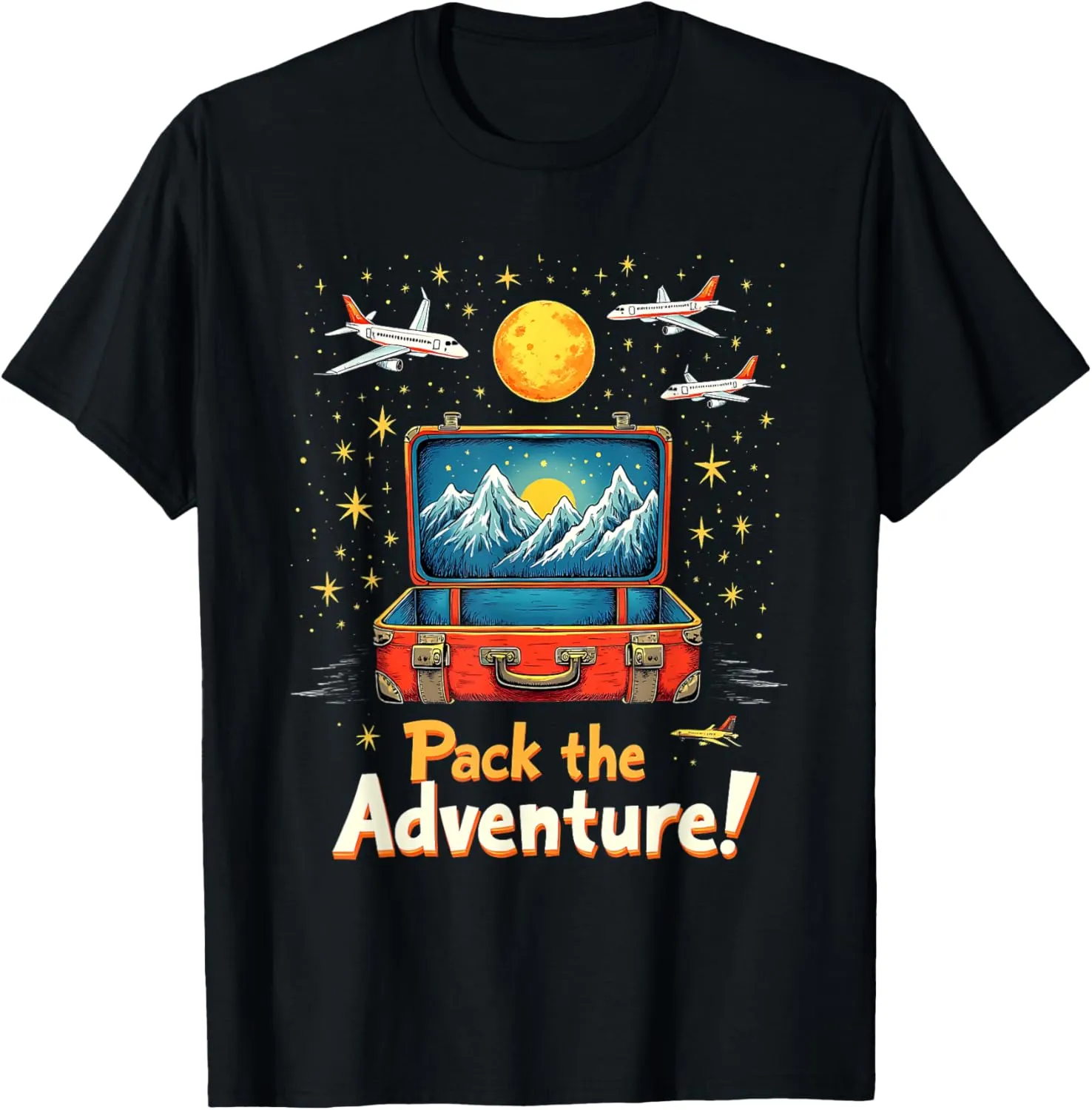 Explorer Suitcase Art Pack the Adventure Starry Sky Travel T-Shirt