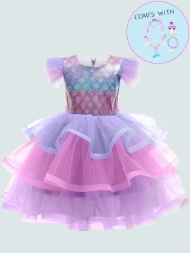 Girls Mermaid Princess Dress and Jewelry Costume Set
