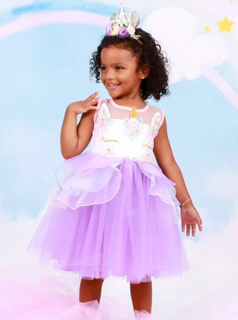 Girls Purple Unicorn Halloween Tutu Dress Set