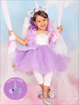 Girls Purple Unicorn Halloween Tutu Dress Set