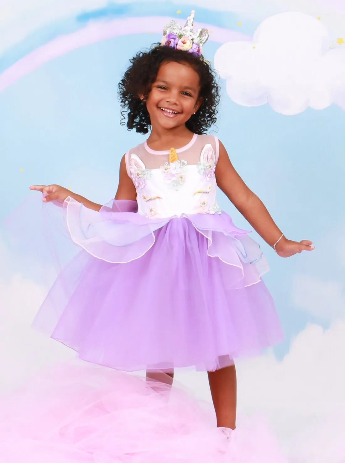 Girls Purple Unicorn Halloween Tutu Dress Set