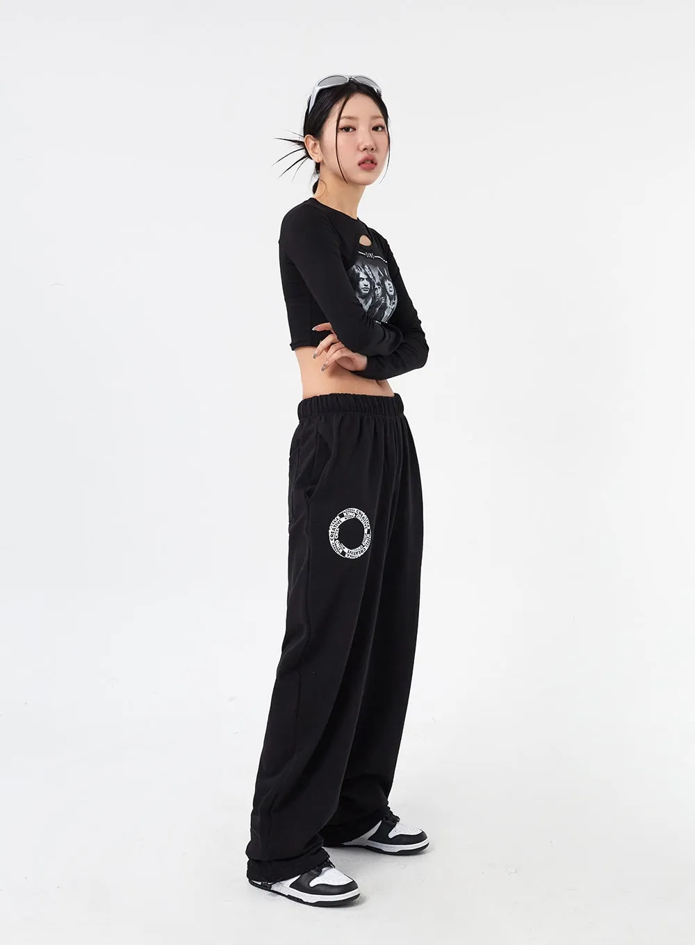 Graphic Cut Out Crop Tee CM317