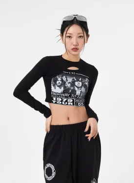 Graphic Cut Out Crop Tee CM317