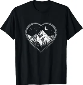Heart for Mountain Landscape with Moon T-Shirt