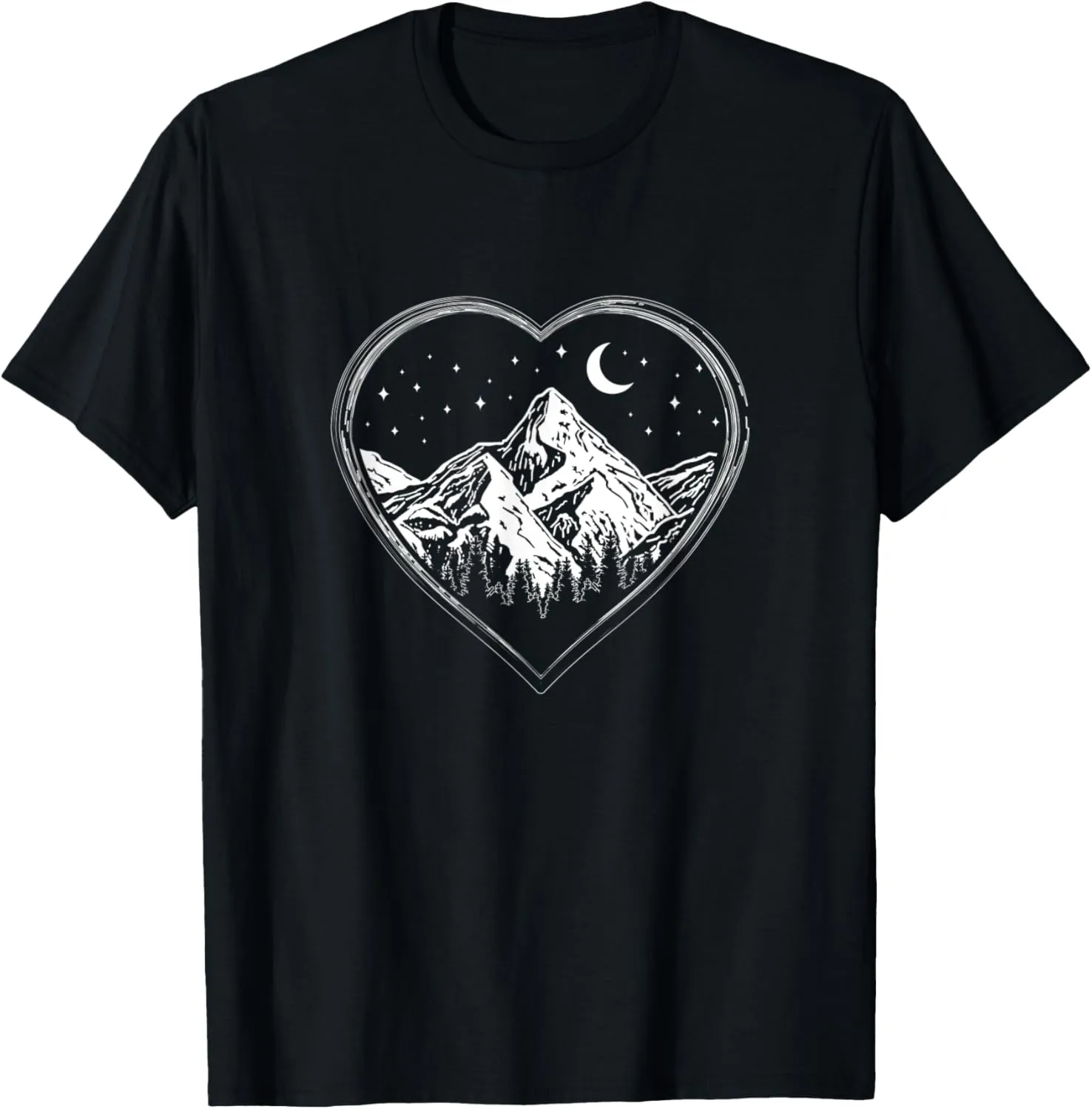 Heart for Mountain Landscape with Moon T-Shirt