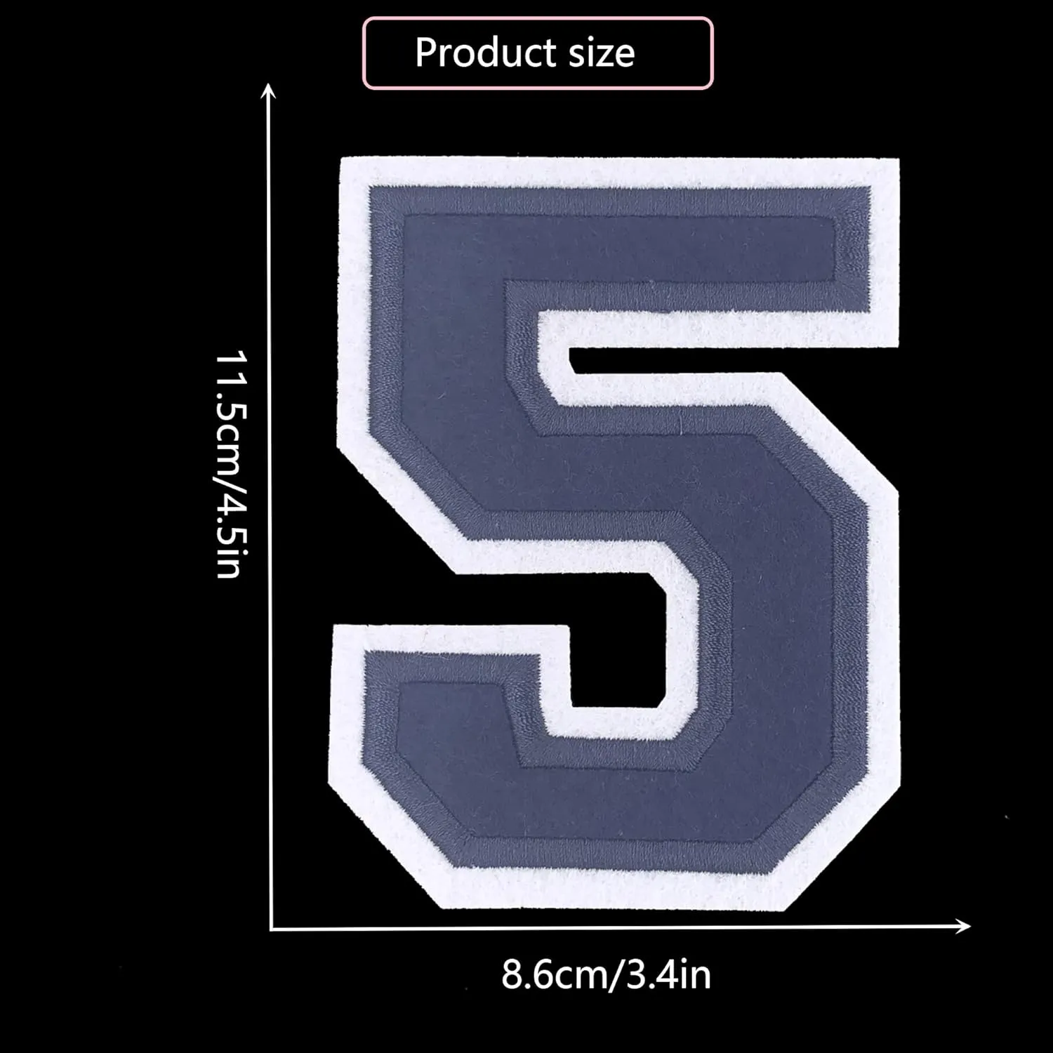 Large Iron on Number Patches for Clothing Jeysey Backpacks Clothes Jacket 4.5" Embroidered Felt Numbers Appliques Monogram Sew on/Heat Transfer Varsity Big Navy Blue Number Fabric Patch 5/55