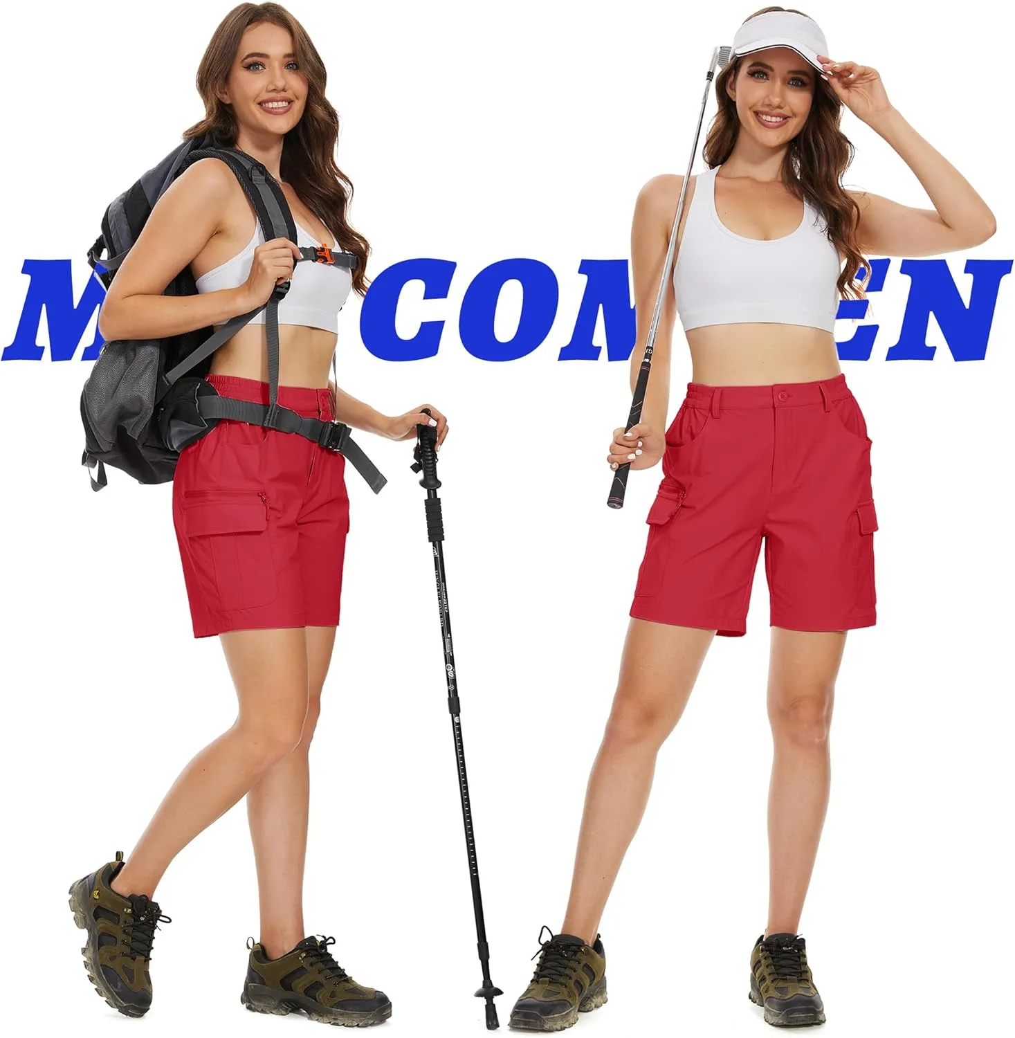MAGCOMSEN Women's 7" Hiking Golf Shorts 6 Pockets Lightweight Quick Dry Outdoor Casual Cargo Shorts Water Resistant