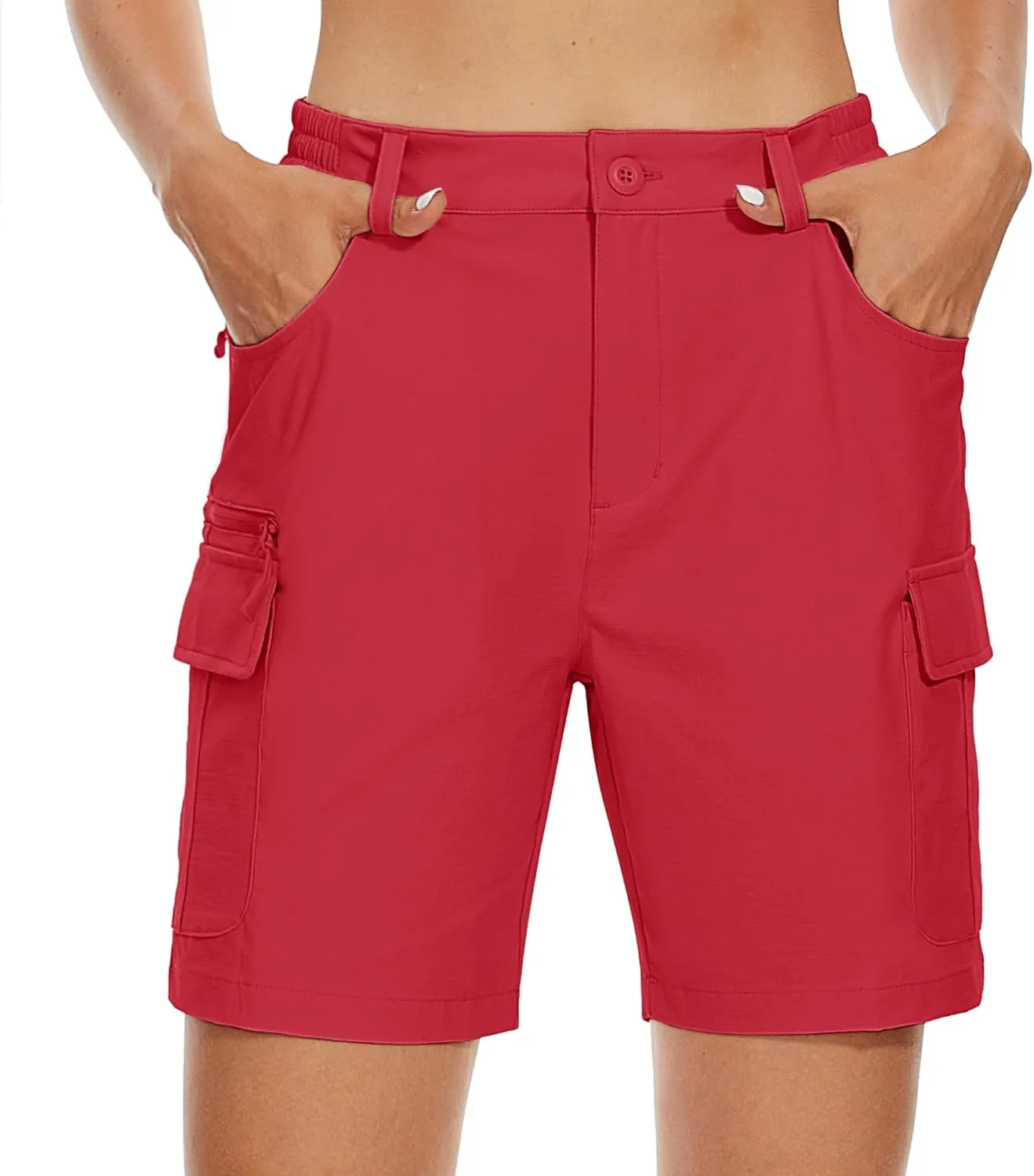 MAGCOMSEN Women's 7" Hiking Golf Shorts 6 Pockets Lightweight Quick Dry Outdoor Casual Cargo Shorts Water Resistant