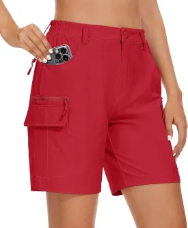 MAGCOMSEN Women's 7" Hiking Golf Shorts 6 Pockets Lightweight Quick Dry Outdoor Casual Cargo Shorts Water Resistant