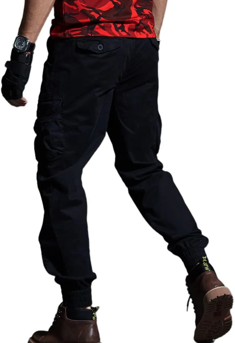 Men's Cargo Joggers Work Camo Chino Utility Combat Pants Trousers with Multi Pockets for Fall and Winter