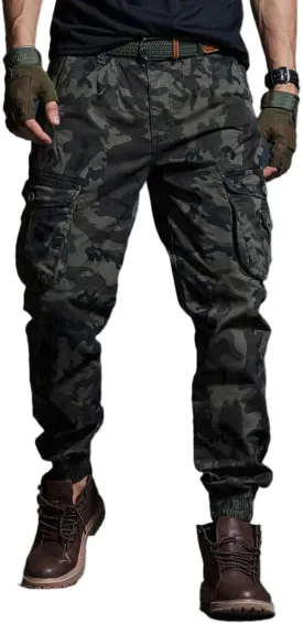 Men's Cargo Joggers Work Camo Chino Utility Combat Pants Trousers with Multi Pockets for Fall and Winter