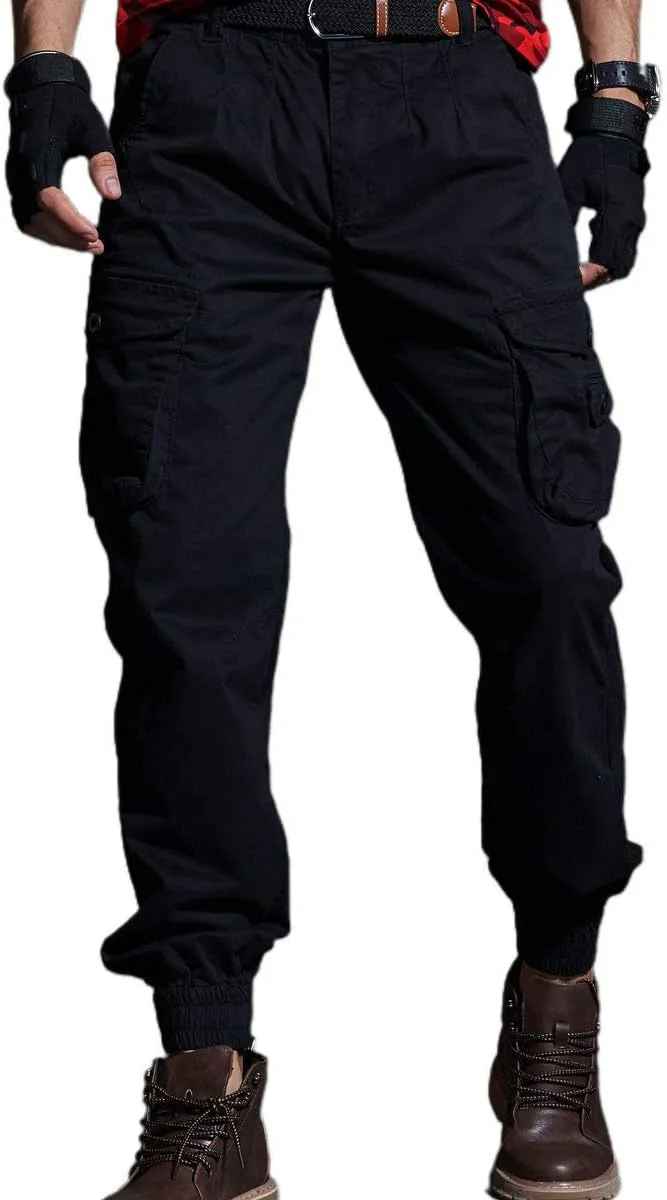 Men's Cargo Joggers Work Camo Chino Utility Combat Pants Trousers with Multi Pockets for Fall and Winter