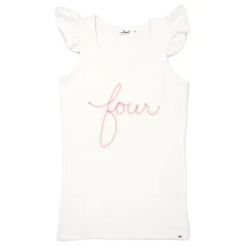 oh baby! Birthday Pink Eyelash Flutter Sleeve Tank - four - Cream