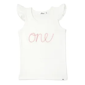 oh baby! Birthday Pink Eyelash Flutter Sleeve Tank - one - Cream