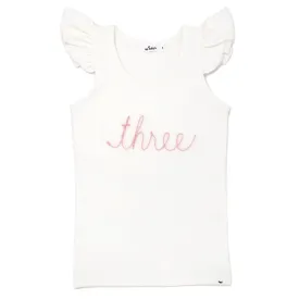 oh baby! Birthday Pink Eyelash Flutter Sleeve Tank - three - Cream