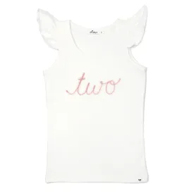 oh baby! Birthday Pink Eyelash Flutter Sleeve Tank - two - Cream