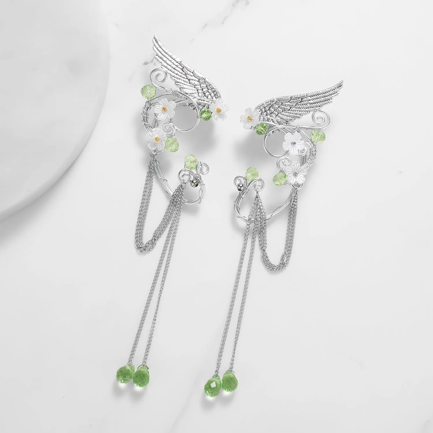 SWEETV Fairy Flower Leaf Crowns for Women Elven Princess Tiara Elf Headpiece for Cosplay Halloween Costume Photoshoot Wedding