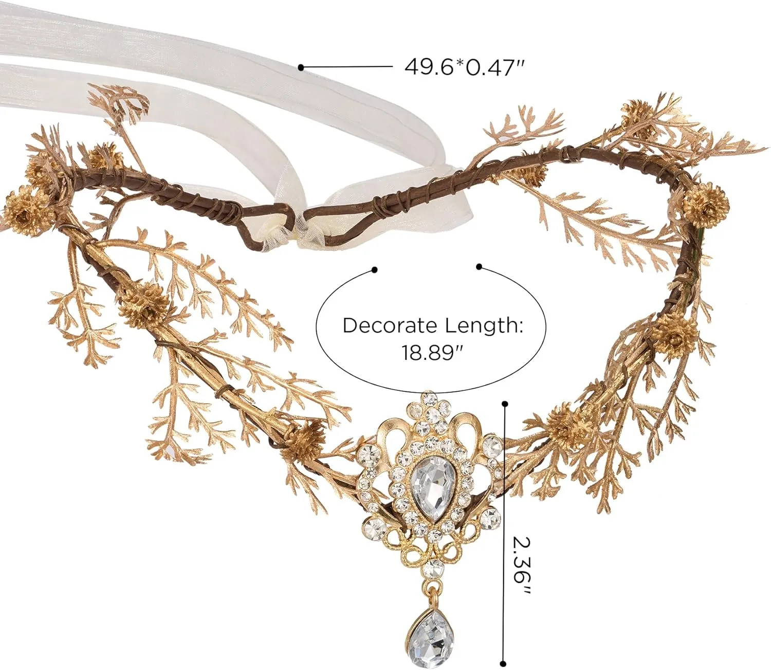 SWEETV Fairy Flower Leaf Crowns for Women Elven Princess Tiara Elf Headpiece for Cosplay Halloween Costume Photoshoot Wedding