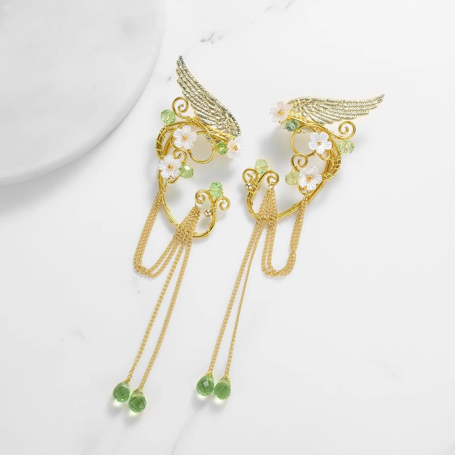SWEETV Fairy Flower Leaf Crowns for Women Elven Princess Tiara Elf Headpiece for Cosplay Halloween Costume Photoshoot Wedding