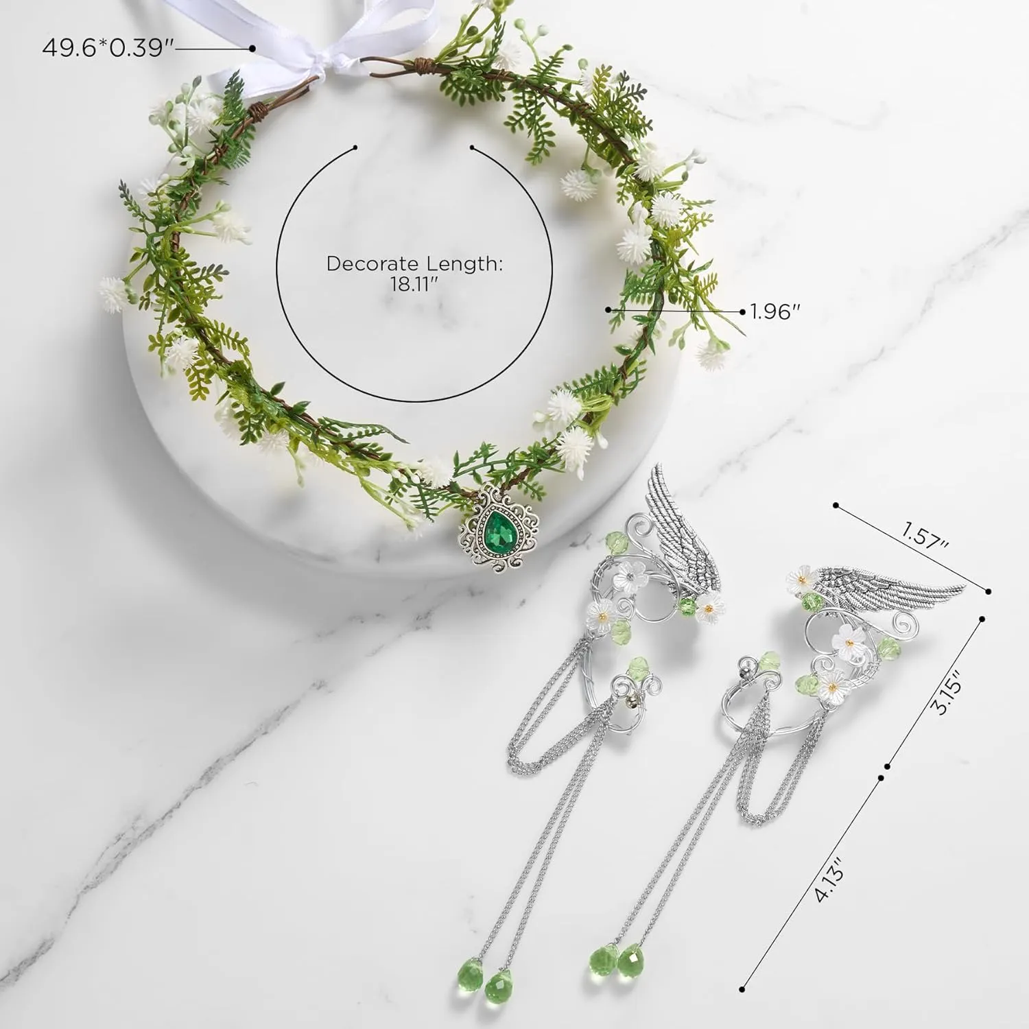 SWEETV Fairy Flower Leaf Crowns for Women Elven Princess Tiara Elf Headpiece for Cosplay Halloween Costume Photoshoot Wedding