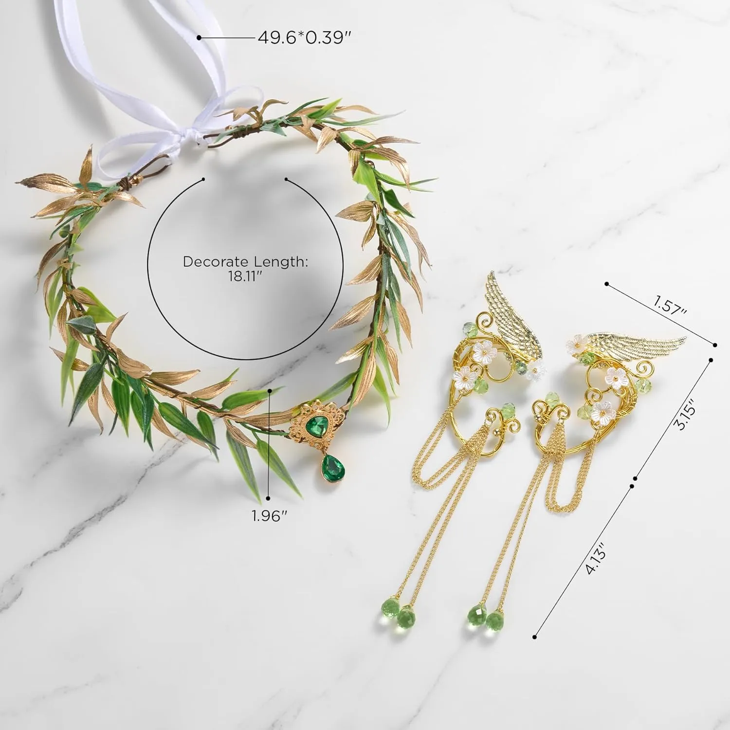 SWEETV Fairy Flower Leaf Crowns for Women Elven Princess Tiara Elf Headpiece for Cosplay Halloween Costume Photoshoot Wedding