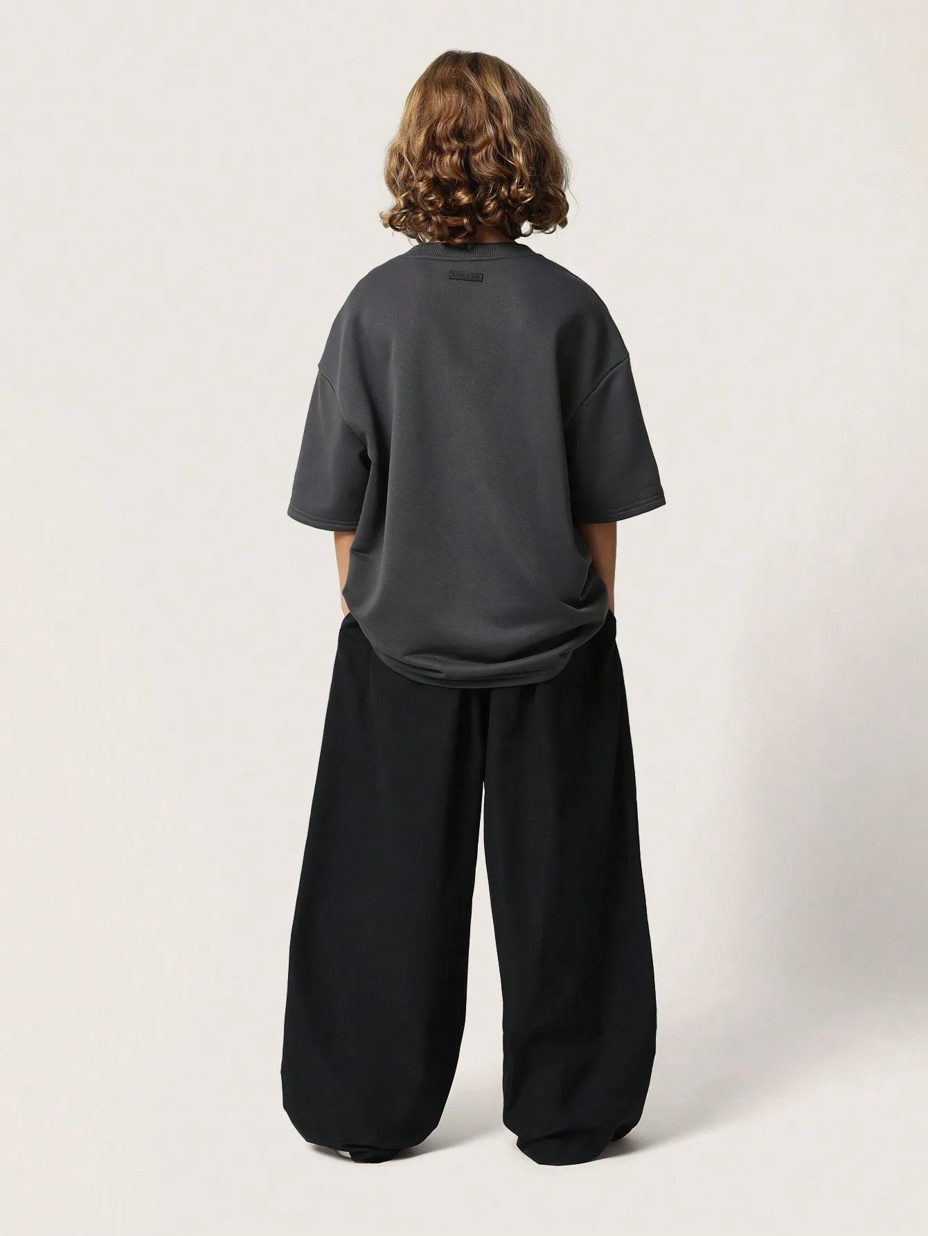 Tween Boys Oversized Graphic Print Tee And Wide Leg Nylon Jogger 2 Piece Set