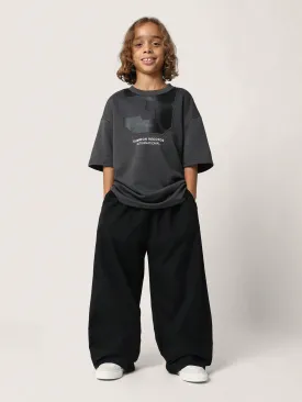 Tween Boys Oversized Graphic Print Tee And Wide Leg Nylon Jogger 2 Piece Set