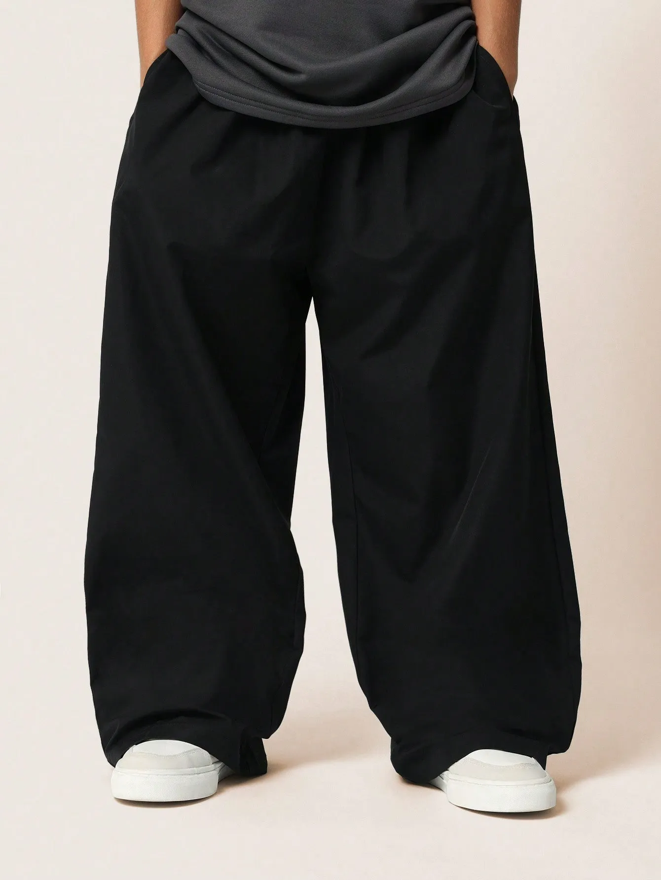 Tween Boys Oversized Graphic Print Tee And Wide Leg Nylon Jogger 2 Piece Set