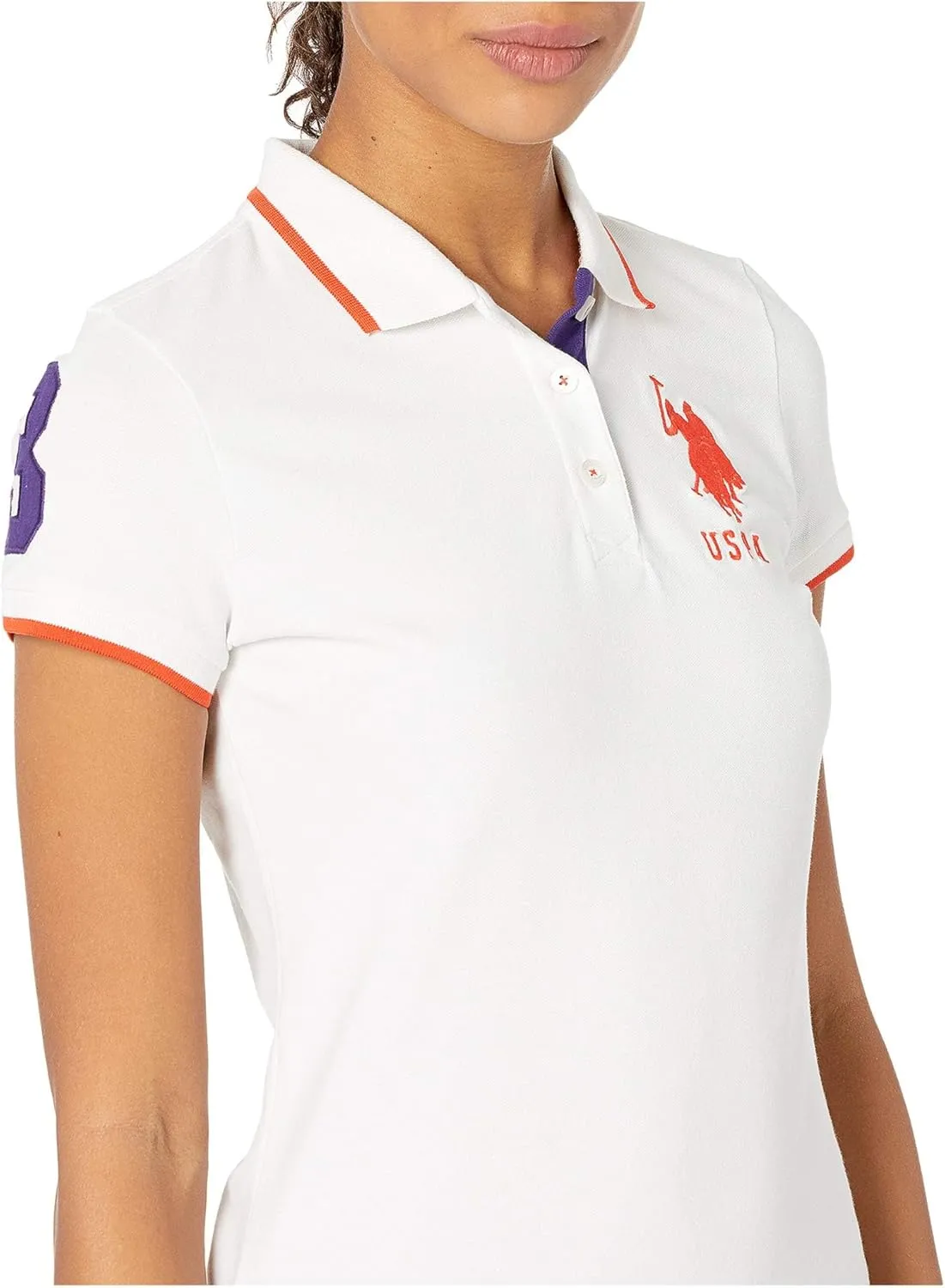 U.S. Polo Assn. Women's Triple Crown Short Sleeve Stretch Pique Polo Shirt