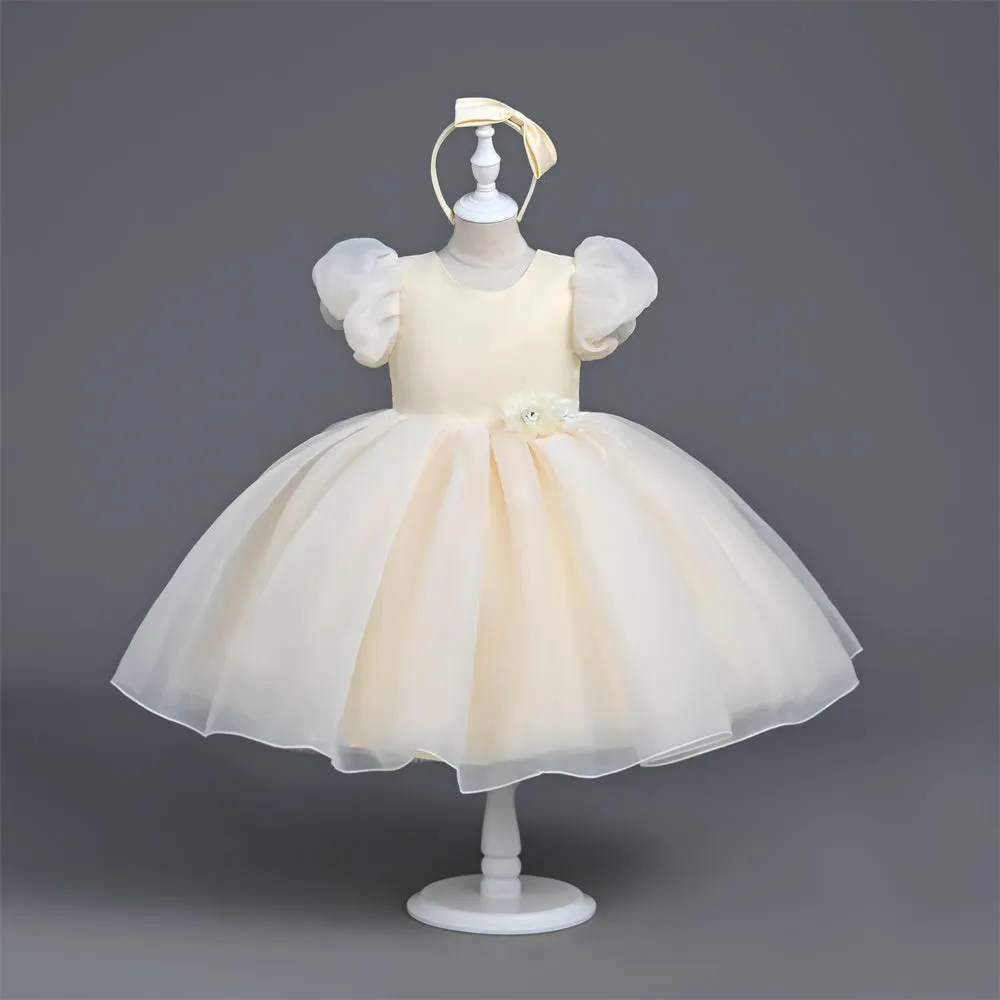 VA030 Yoliyolei Hairband Puff Dress Kids Girl Fairy Tale Summer Organza Wedding Ball Gown Todller Children Christening Clothes Girl